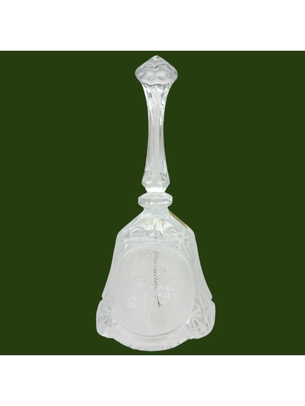 Lead Crystal Decorative Bell With Etched Rose Design Made In Taiwan 8" Tall